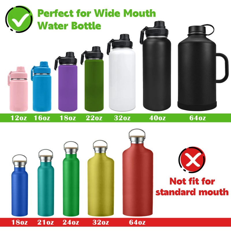 XccMe Spout Lid for Hydro Flask Wide Mouth Sport Water Bottles 2 Pack Replacement Lids for Most 12 14 16 18 20 22 32 40 64oz Wide Mouth Water Bottles with Handle Easy to Carry (Black2) - Image 4